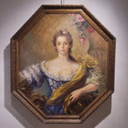 Óleo sobre lienzo “Retrato de dama” Louis Pieter, siguiendo a Nattier, s. XIX – Francia