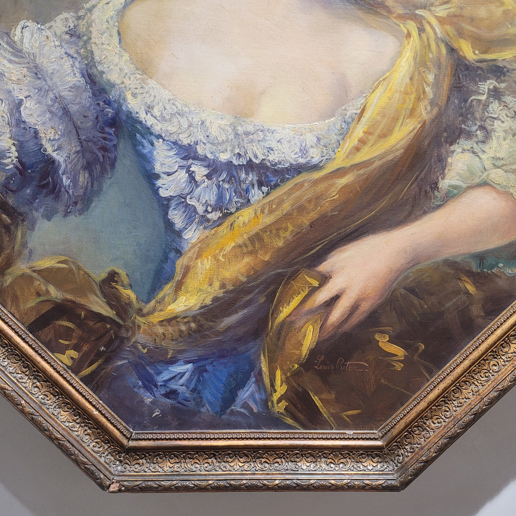 Óleo sobre lienzo “Retrato de dama” Louis Pieter, siguiendo a Nattier, s. XIX – Francia