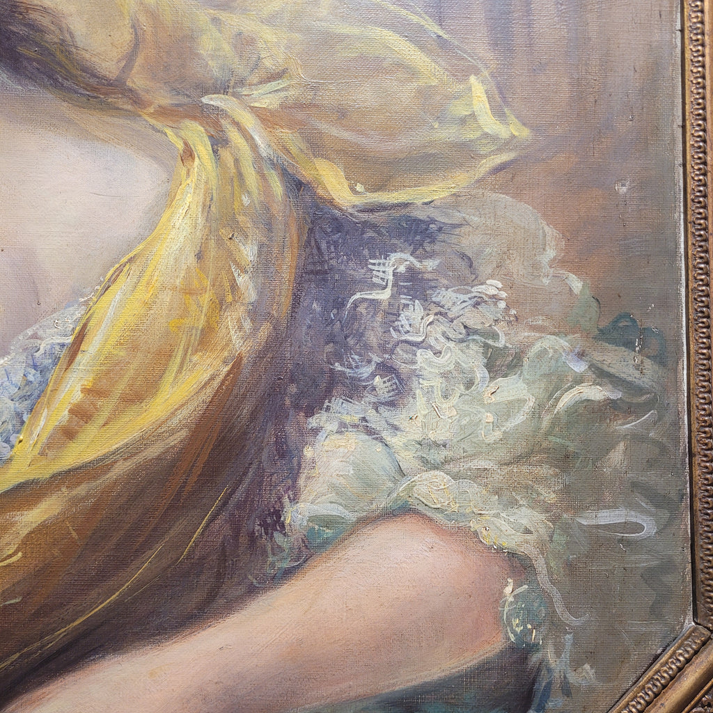 Óleo sobre lienzo “Retrato de dama” Louis Pieter, siguiendo a Nattier, s. XIX – Francia