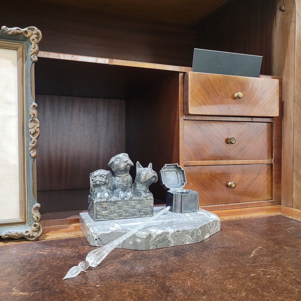 Tintero Art déco, Mármol y bronce, s. XX – Francia