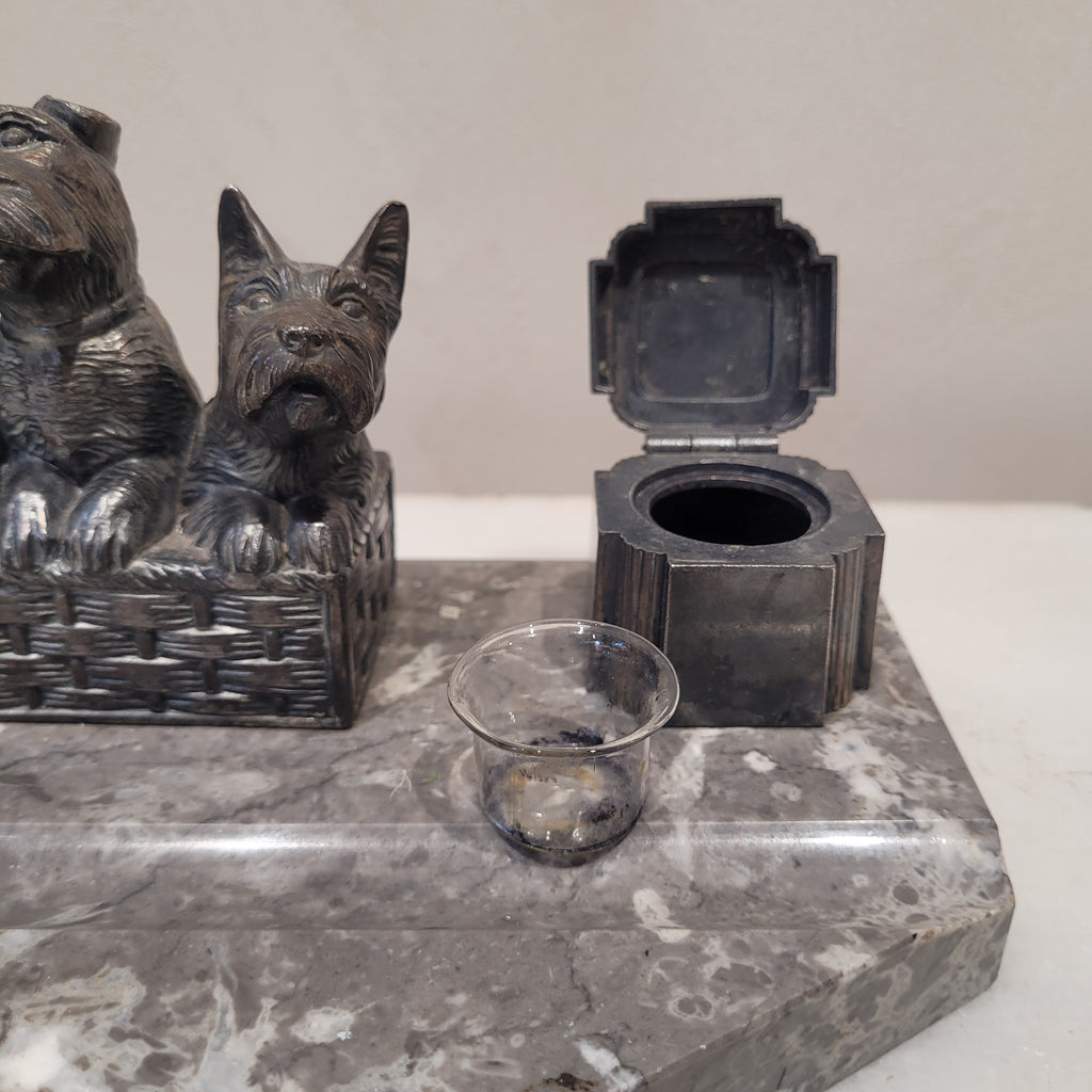 Tintero Art déco, Mármol y bronce, s. XX – Francia