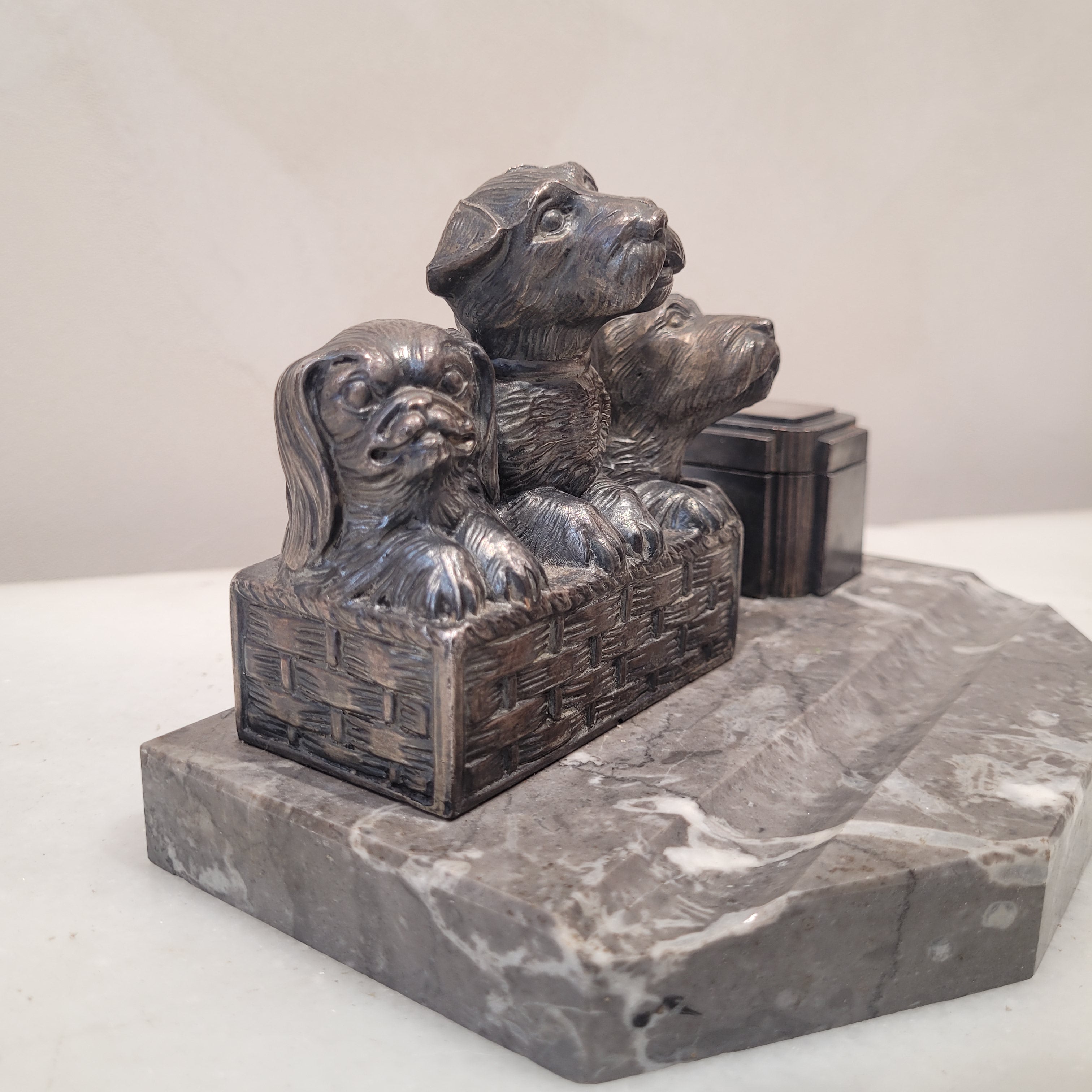 Tintero Art déco, Mármol y bronce, s. XX – Francia