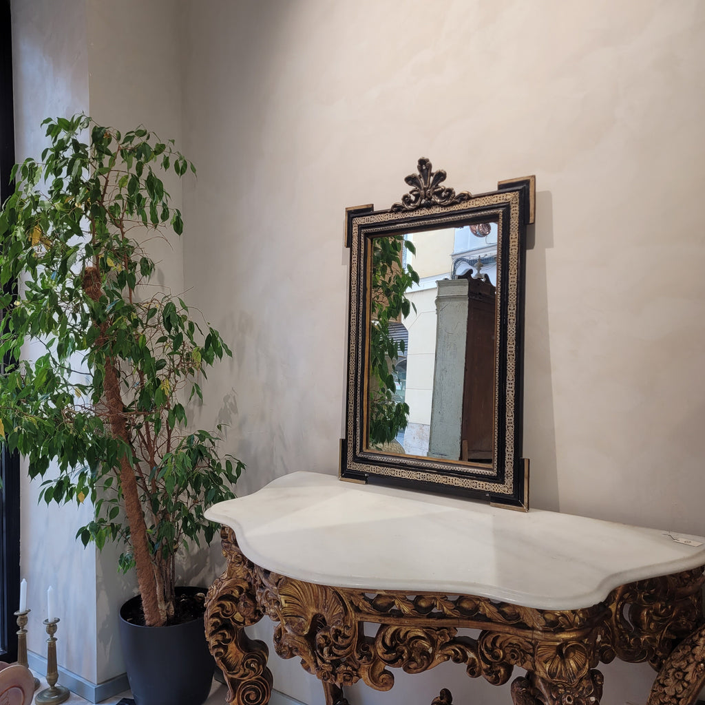 Espejo Napoleón III, Madera ebonizada y dorada, ca. 1900 – Francia