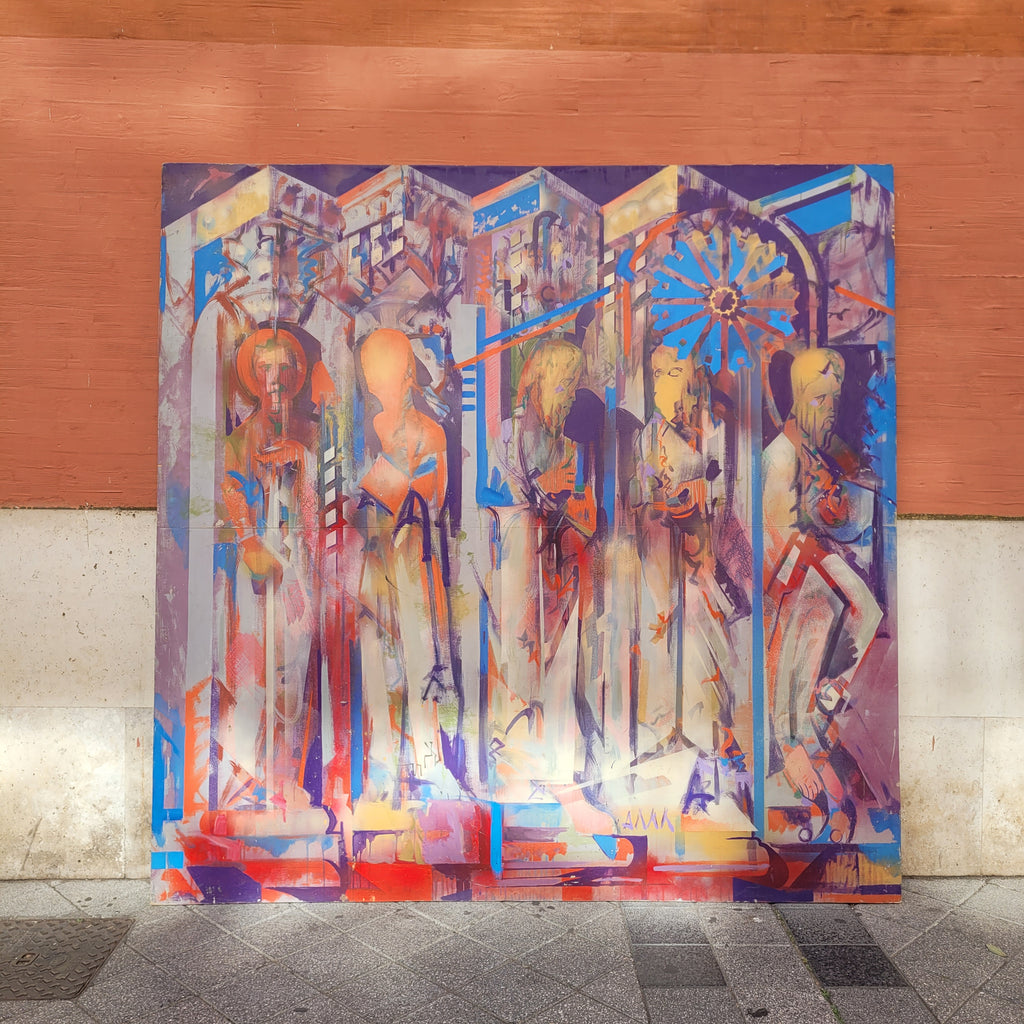 Acrílico sobre tabla “Pórtico gótico”, Contemporáneo, s. XXI – Francia