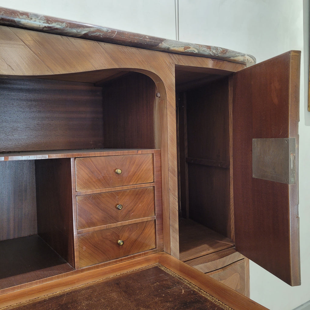 Secreter / Bureau estilo Transición, Marquetería y mármol, siglo XX – Francia