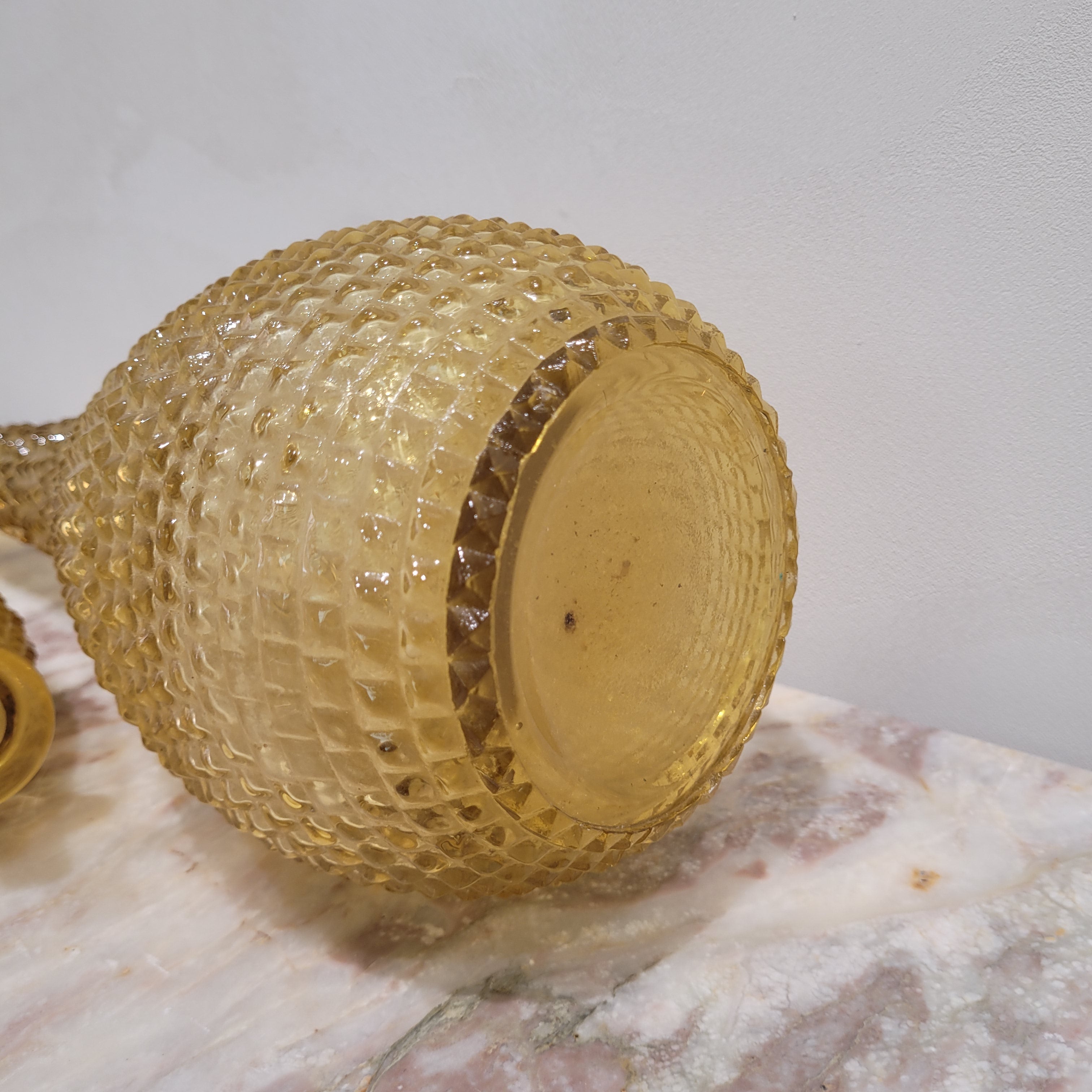 Botella Mid-Century, Cristal ámbar, s. XX – Italia