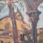 Óleo sobre tabla “Claustro”, Josep Oriol, Escuela Catalana, s. XX – Cataluña, España