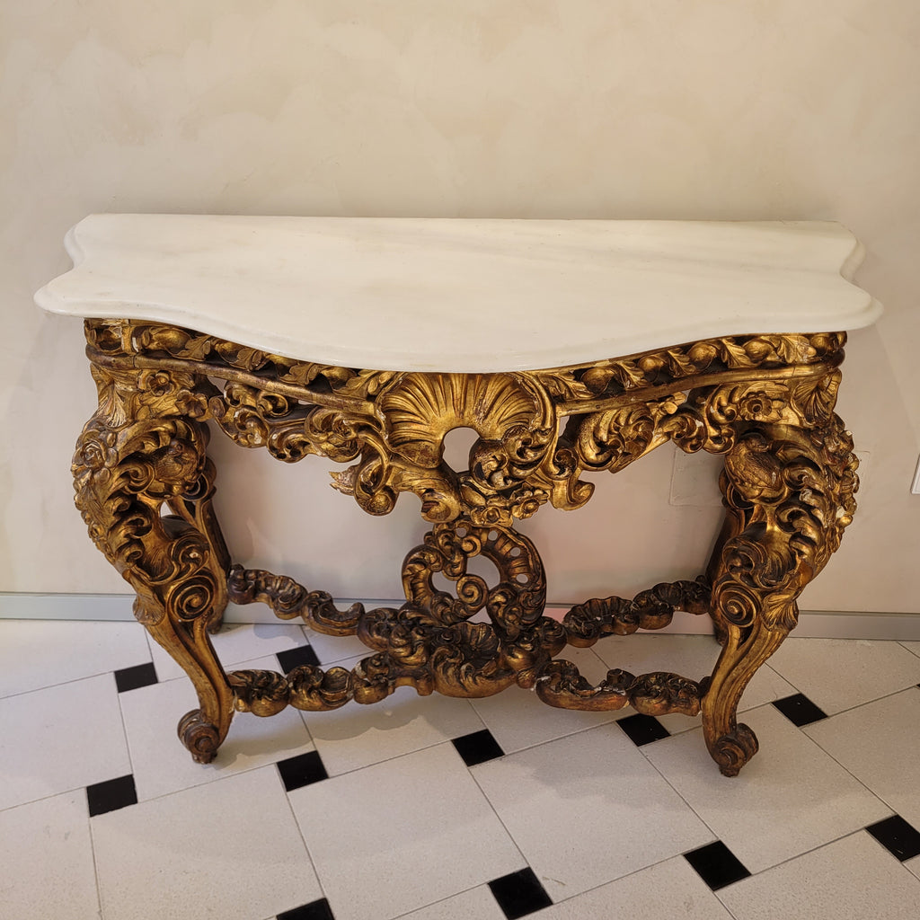 Consola isabelina, Madera tallada y mármol, ca. 1850-1915 – España