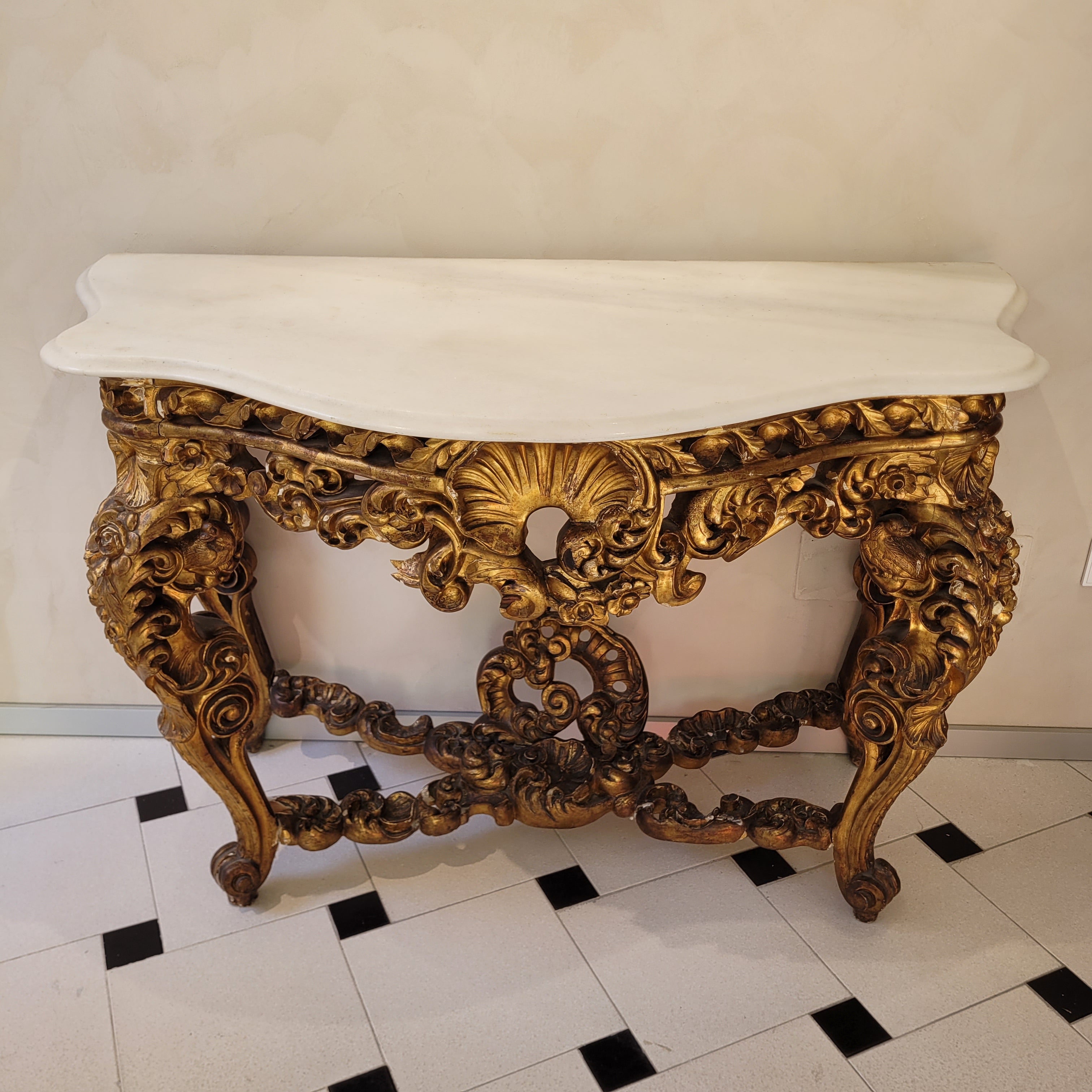 Consola isabelina, Madera tallada y mármol, ca. 1850-1915 – España