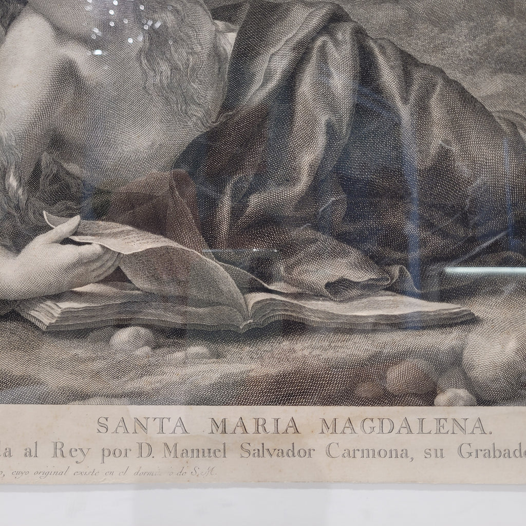 Grabado “Santa María Magdalena” Manuel Salvador Carmona, siguiendo a Mengs, Neoclasicismo, 1784 – España