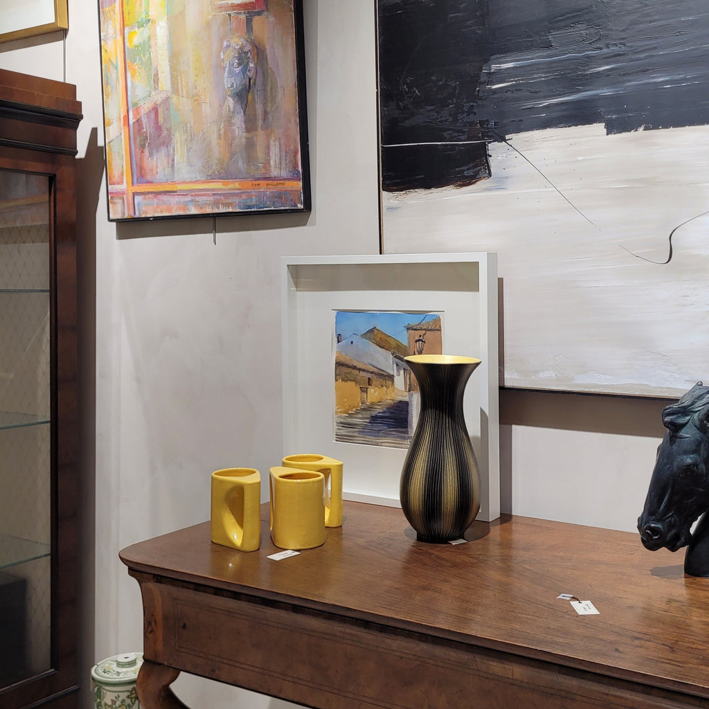 (3) Jarra / Jarrón cerámica amarilla, s. XXI – Francia