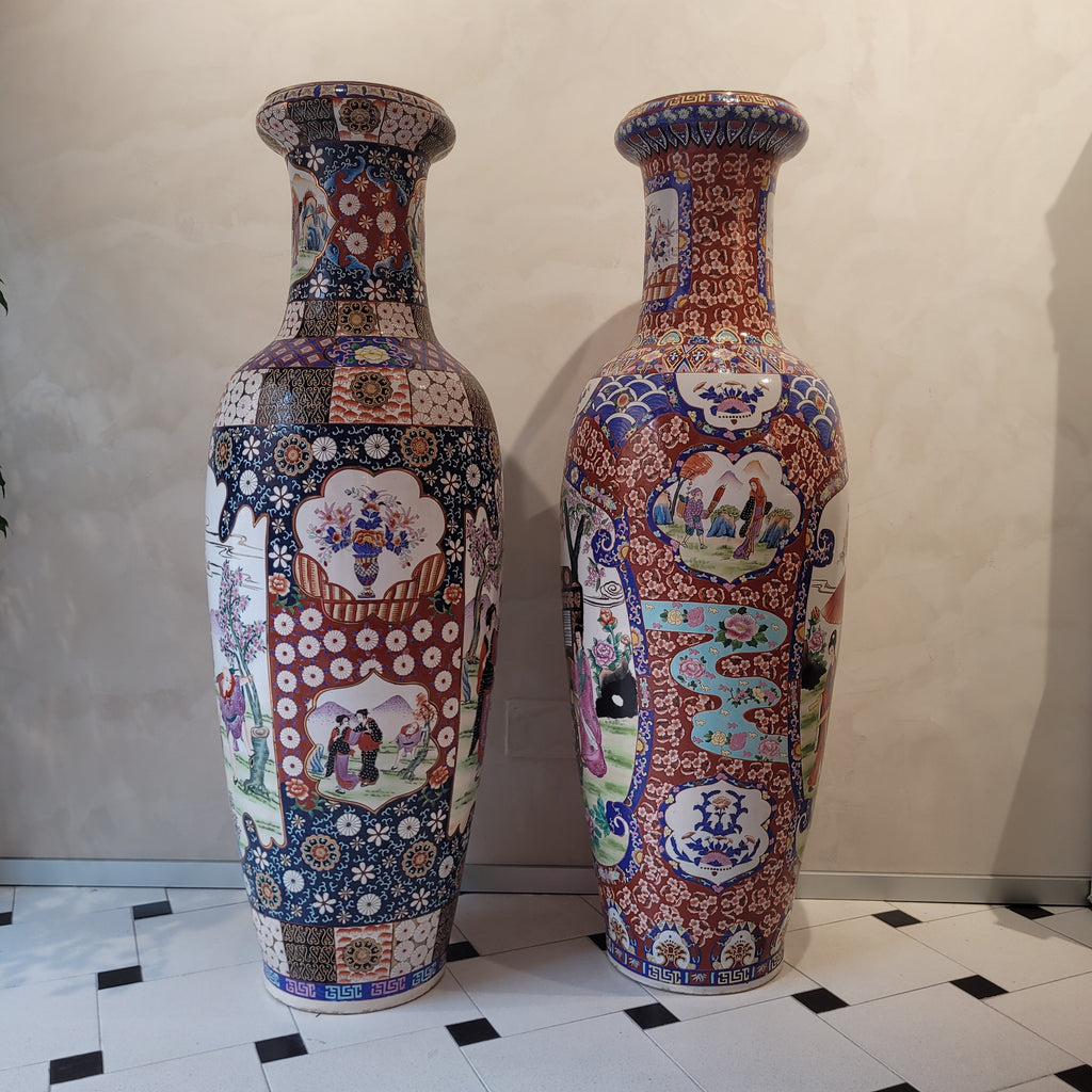 Pareja jarrones porcelana china, Era Mao Zedong, S.XX - China