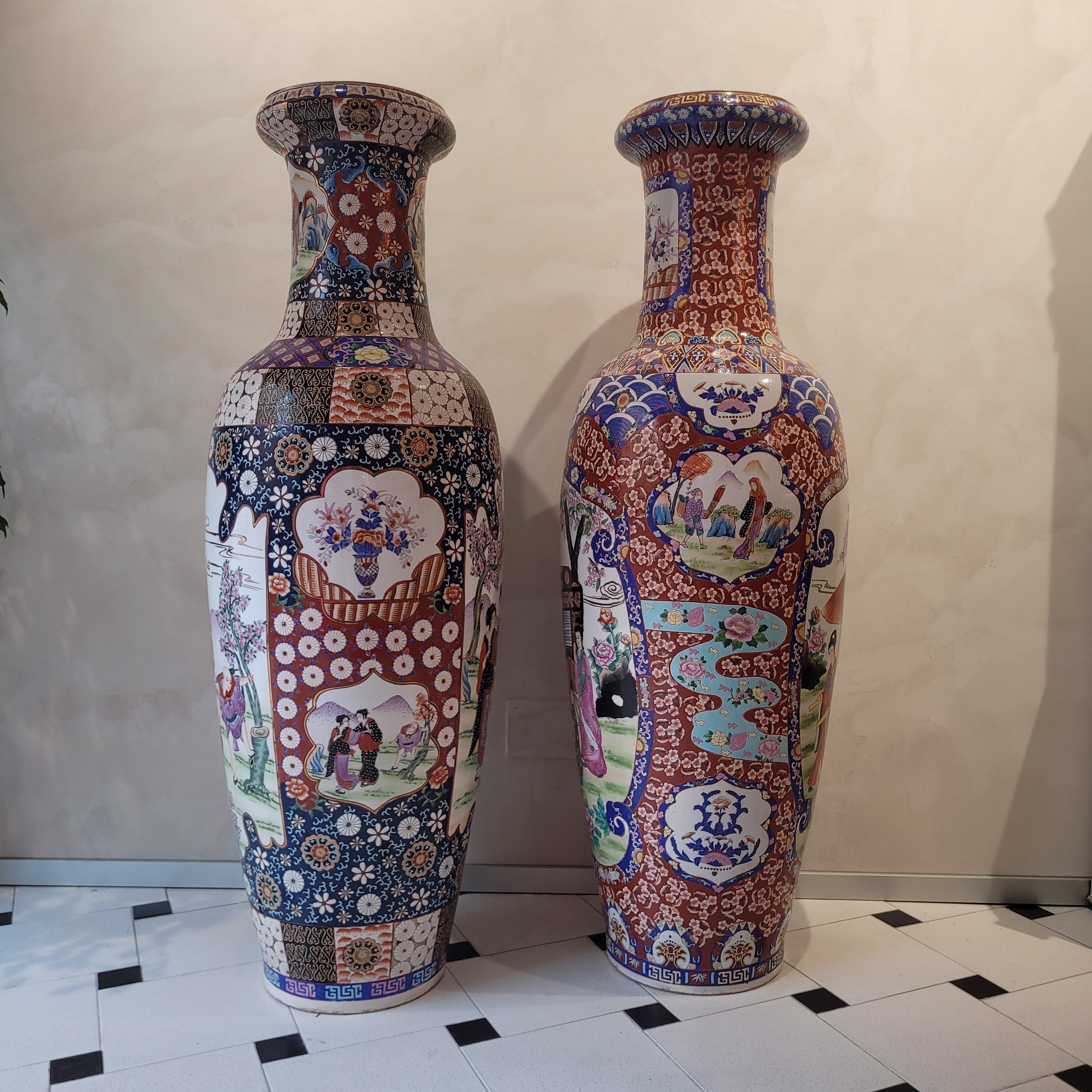 Pareja jarrones porcelana china, Era Mao Zedong, S.XX - China