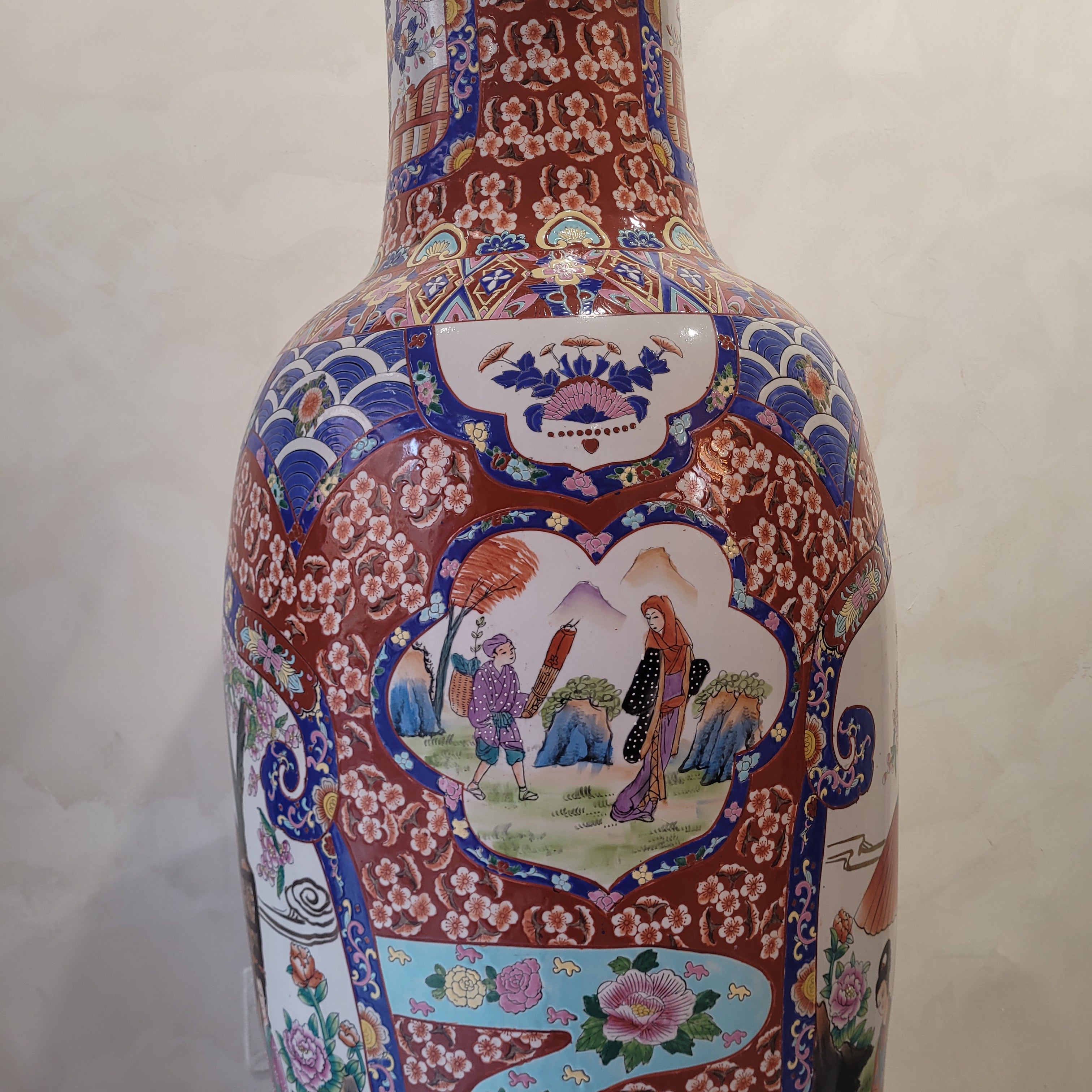 Pareja jarrones porcelana china, Era Mao Zedong, S.XX - China