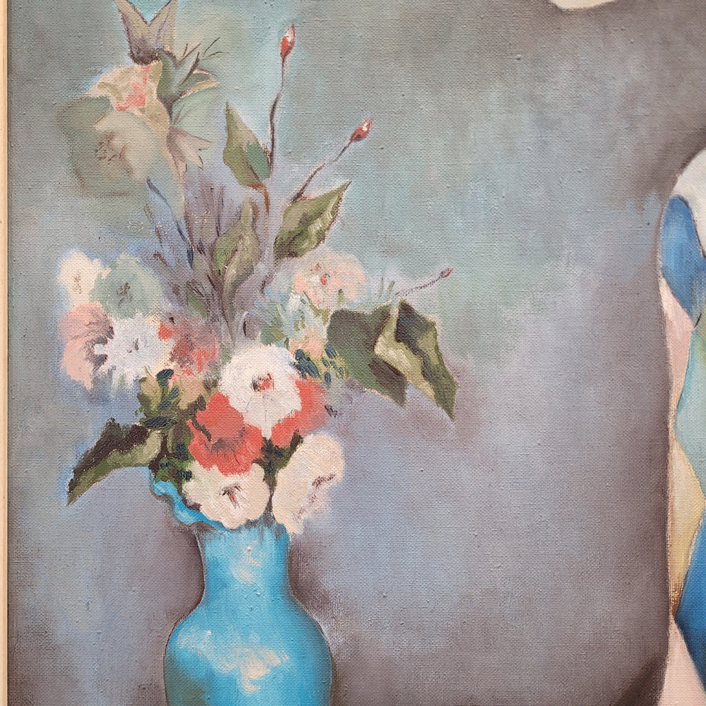 Óleo sobre lienzo “Arlequín”, firmado Isla, c. 1970 – 1980 – Valladolid, España