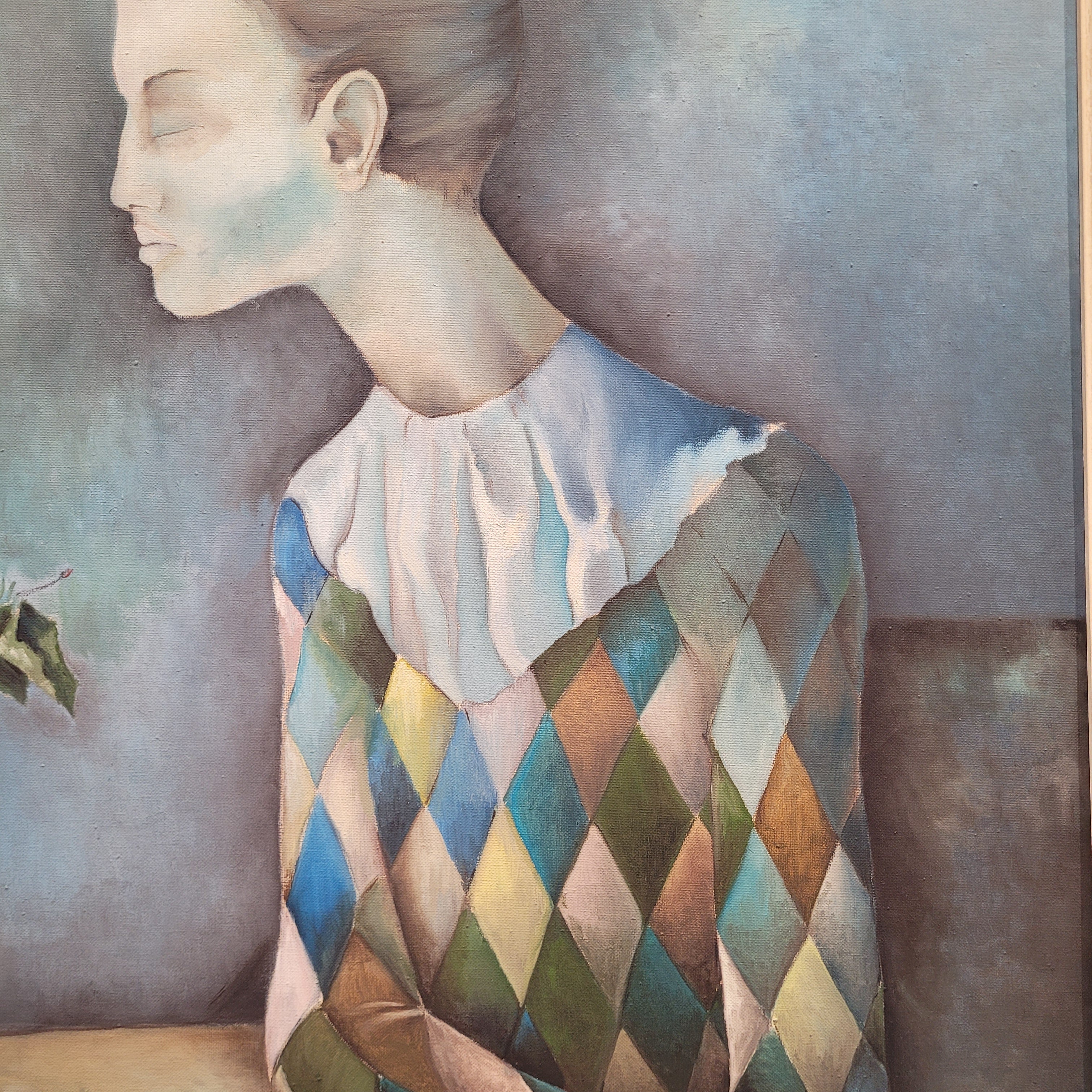 Óleo sobre lienzo “Arlequín”, firmado Isla, c. 1970 – 1980 – Valladolid, España