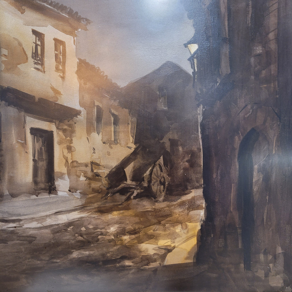 Acuarela ”Nº10 Nocturno” Jesús Meneses (1922 – 2004) - Castilla y Léon