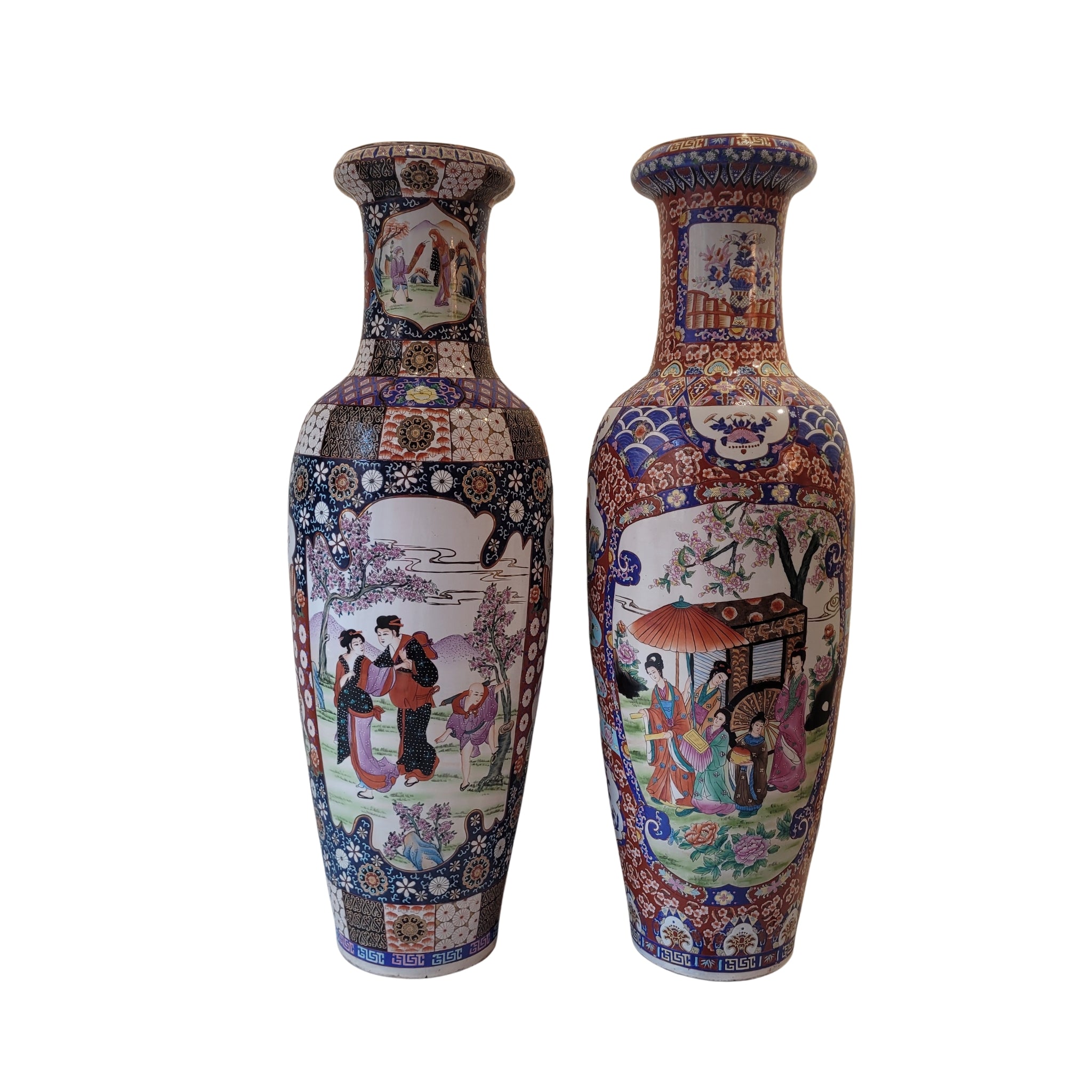 Pareja jarrones porcelana china, Era Mao Zedong, S.XX - China