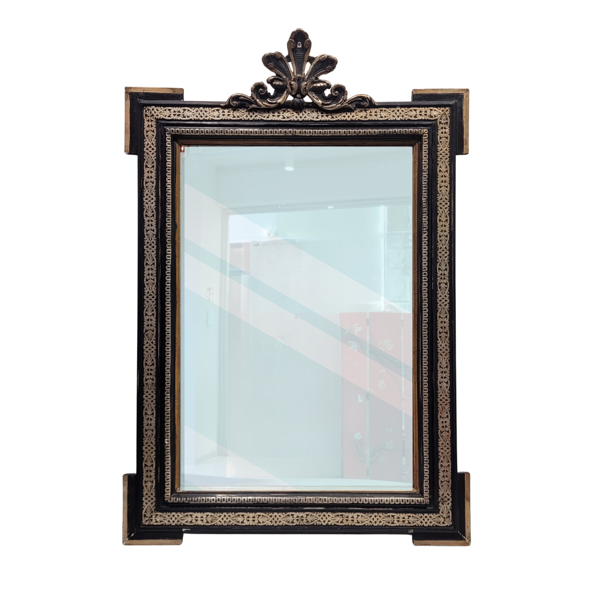 Espejo Napoleón III, Madera ebonizada y dorada, ca. 1900 – Francia