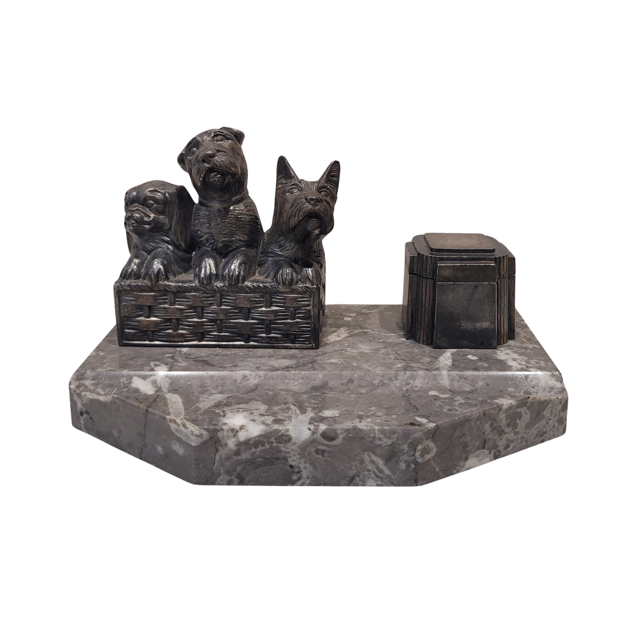 Tintero Art déco, Mármol y bronce, s. XX – Francia