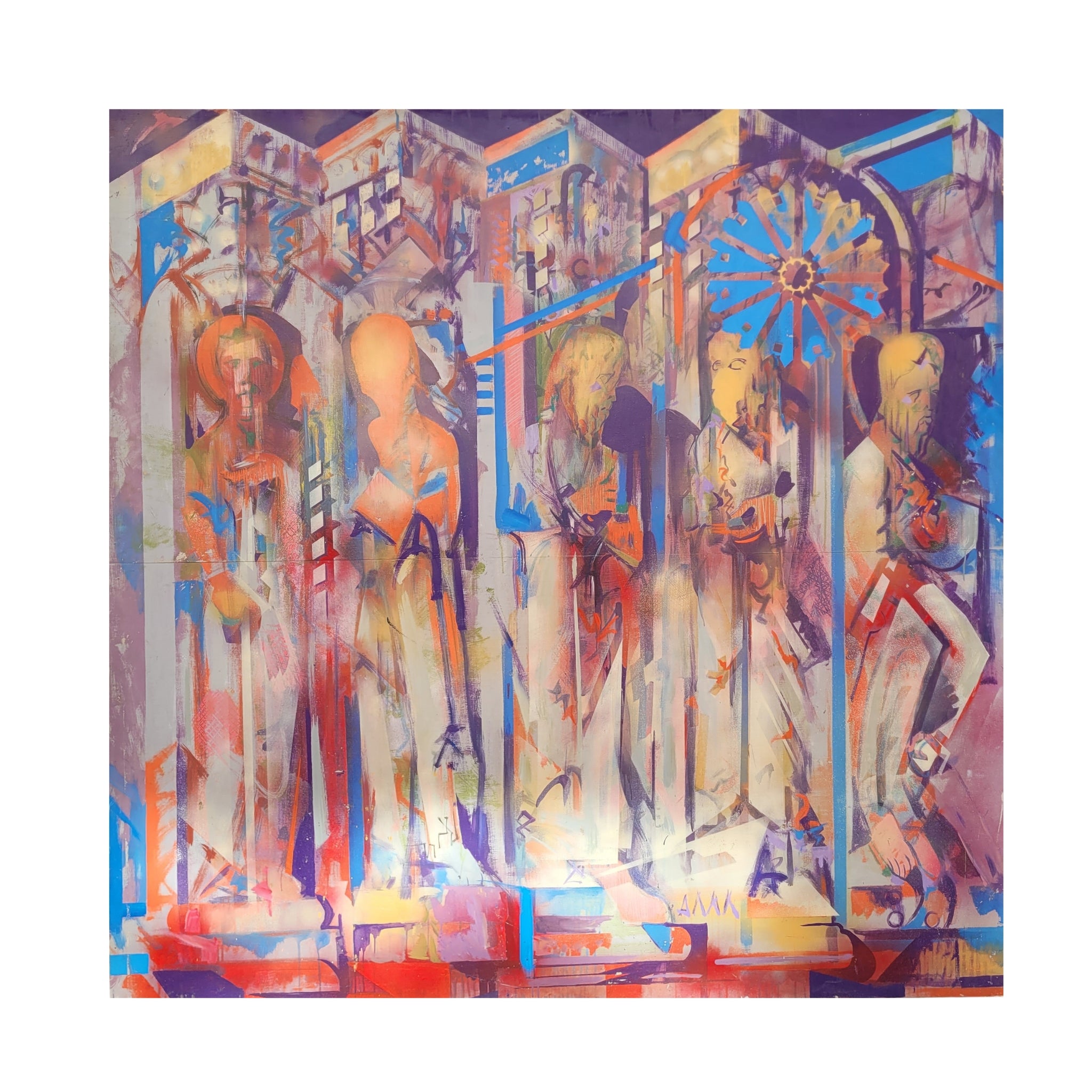 Acrílico sobre tabla “Pórtico gótico”, Contemporáneo, s. XXI – Francia