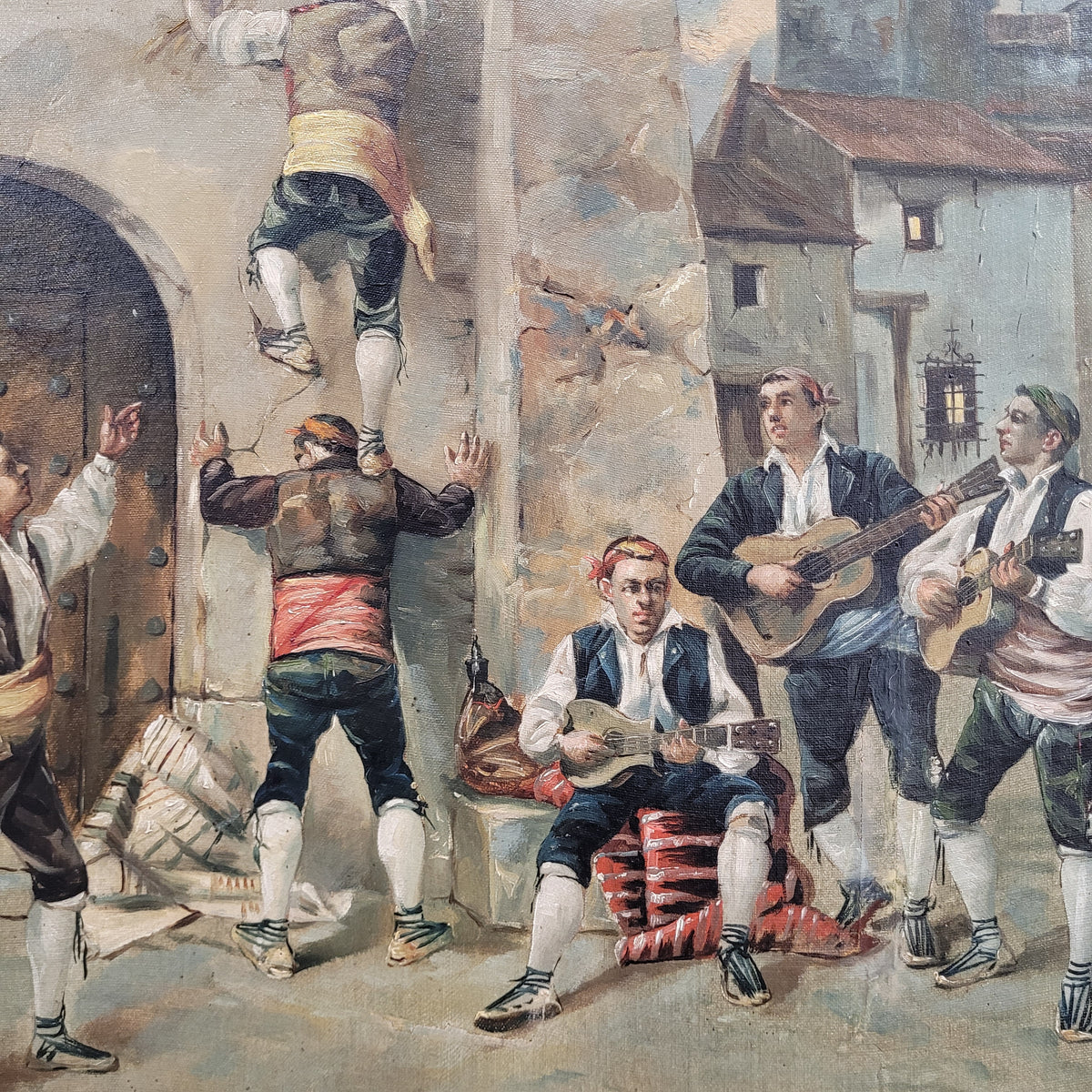 Óleo sobre lienzo “Los baturros de Aragón”, Costumbrismo, f. s. XIX – pps. s. XX - España