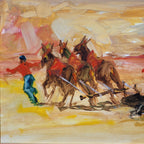 Óleo sobre cartón “El arrastre del toro” Félix Cano, 1993 - Valladolid, España