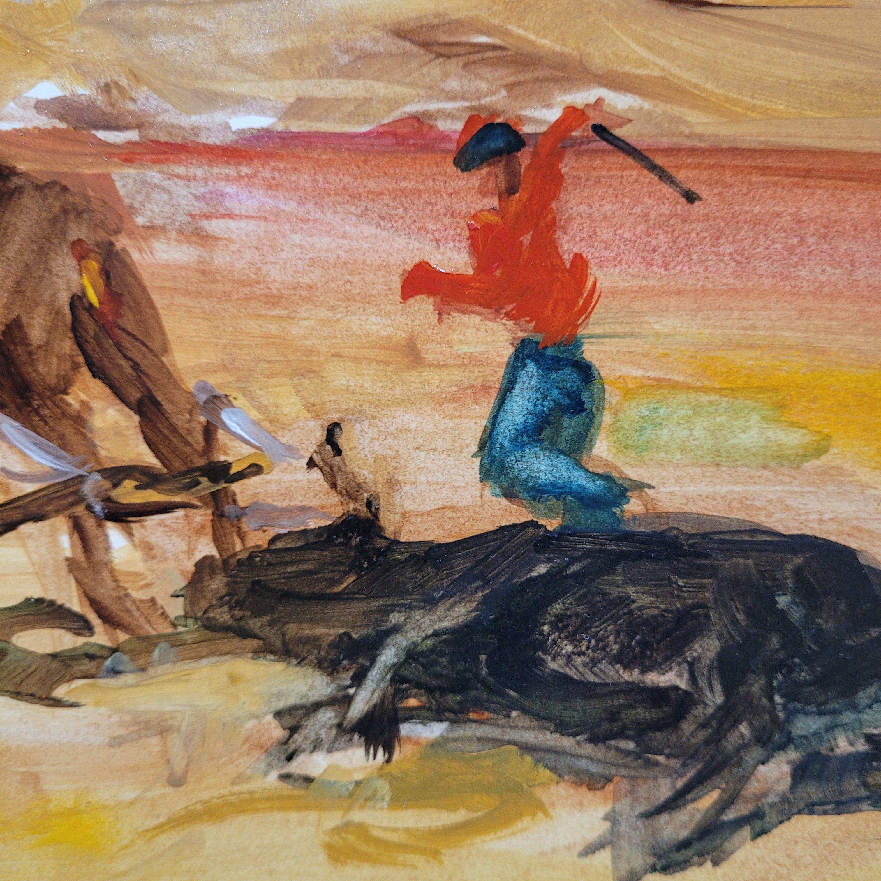 Óleo sobre cartón “El arrastre del toro” Félix Cano, 1993 - Valladolid, España