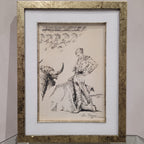 Dibujo a plumilla ”Toro / tauromaquia / torero” Fernández Román, 1986 - Firmado