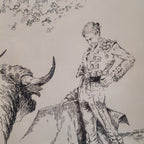 Dibujo a plumilla ”Toro / tauromaquia / torero” Fernández Román, 1986 - Firmado