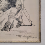 Dibujo a plumilla ”Toro / tauromaquia / torero” Fernández Román, 1986 - Firmado (Copia)