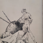 Dibujo a plumilla ”Toro / tauromaquia / torero” Fernández Román, 1986 - Firmado (Copia)