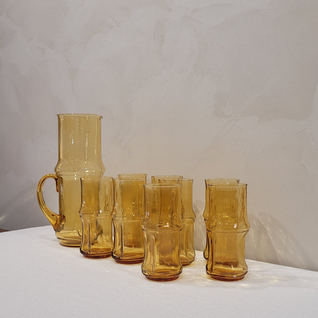 Juego Jarra y vasos, Cristal prensado, Mid-century, c. 1960 - Italia