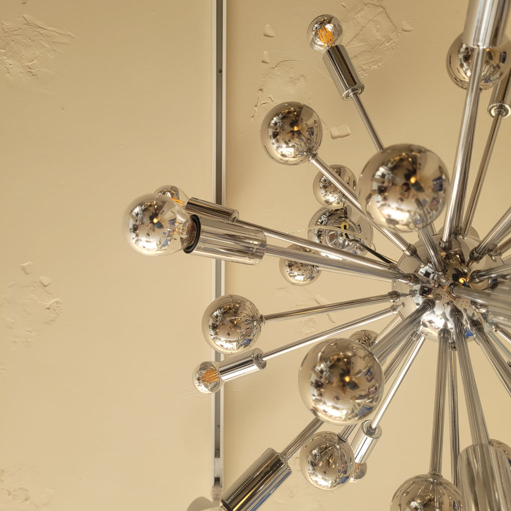 Lámpara ”Sputnik”, Space Age, Metal cromado, años 70 – Alemania
