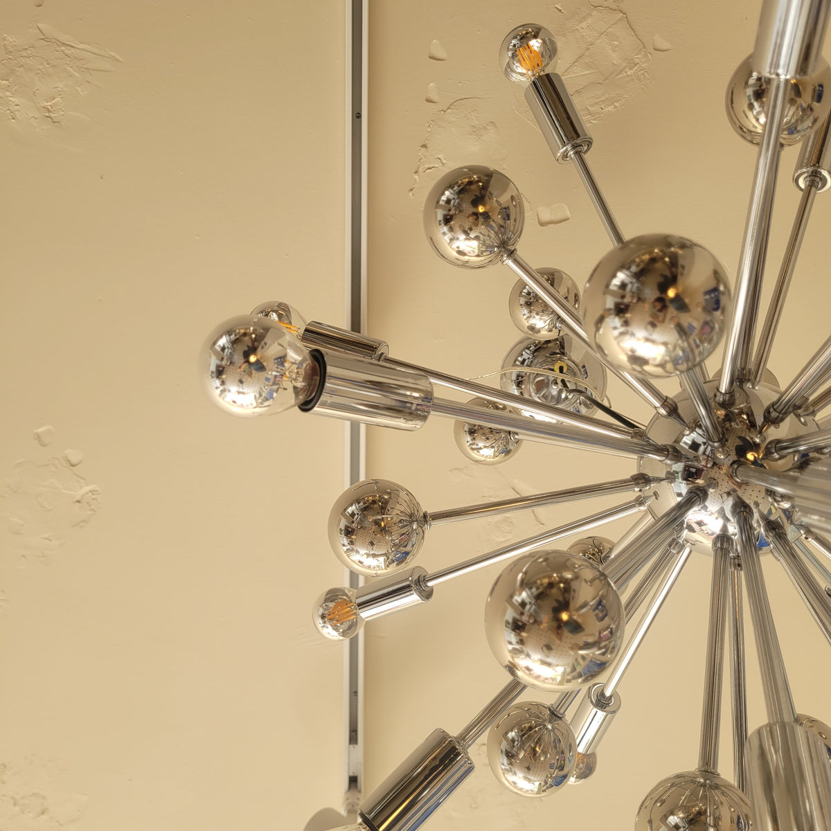 Lámpara ”Sputnik”, Space Age, Metal cromado, años 70 – Alemania