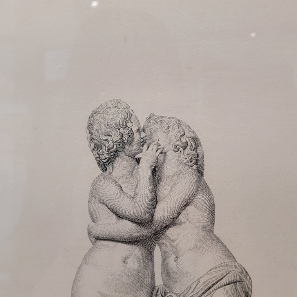 Pareja grabados clasicistas Auguste Boucher-Desnoyers “Amor y Psique” y J. B. R. U. Massard “Venus de Médici”, Neoclasicismo, s. XIX – Francia