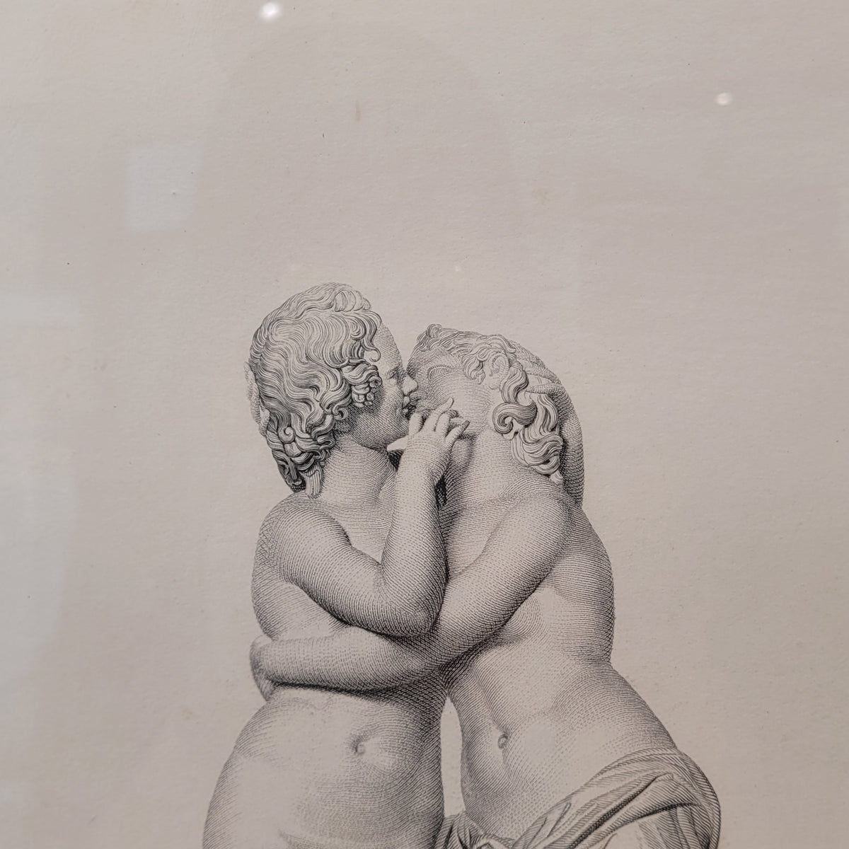 Pareja grabados clasicistas Auguste Boucher-Desnoyers “Amor y Psique” y J. B. R. U. Massard “Venus de Médici”, Neoclasicismo, s. XIX – Francia
