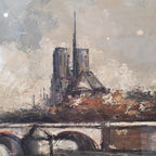 Óleo sobre lienzo "Vista del Sena con Nôtre Dame", s. XX - Francia