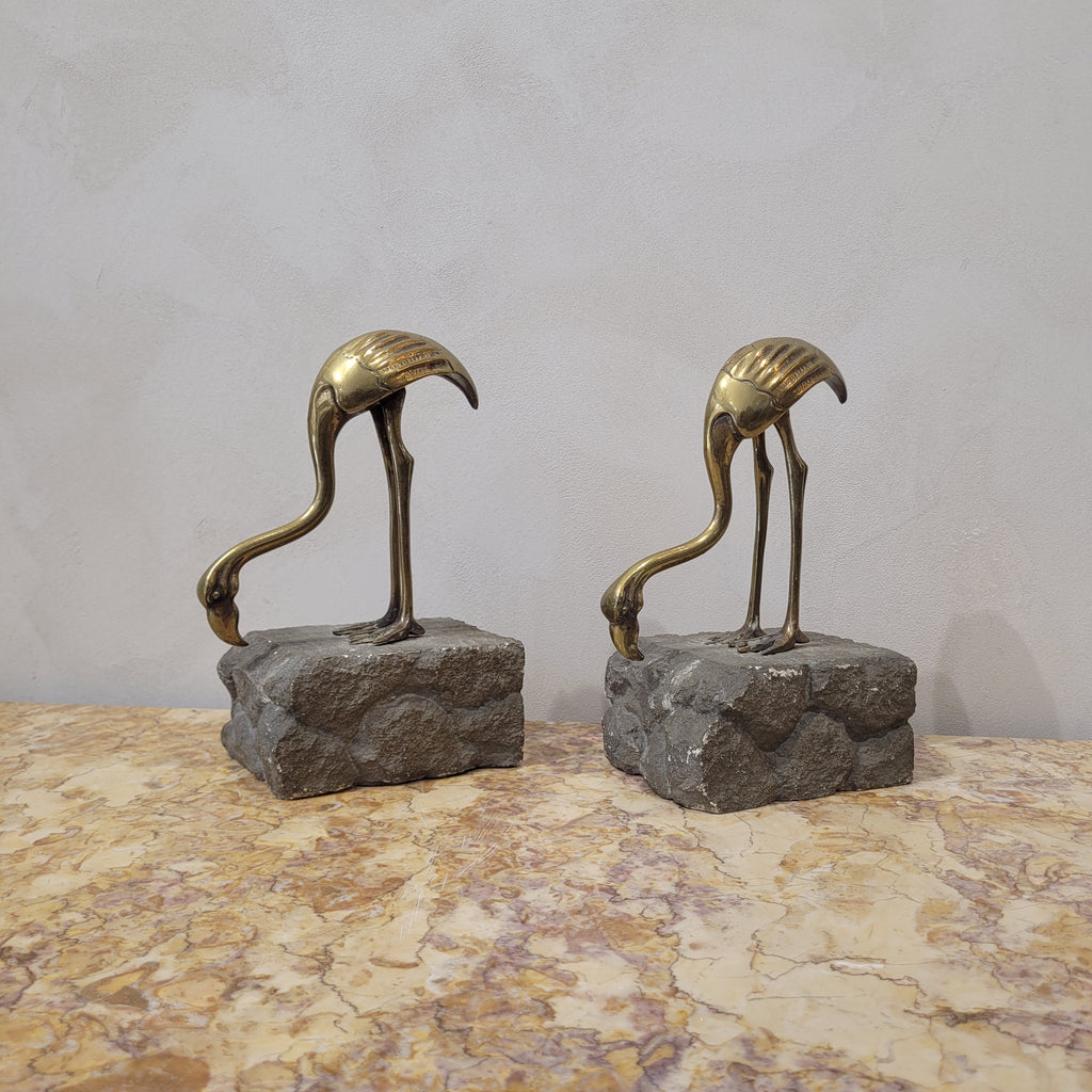 Pareja Flamencos Art Déco, Bronce dorado, Bronces de Arte Zumel, hacia 1940 - España