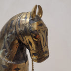 Figura ”Caballo de guerra Rajastán / Rajasthani war horse”, Madera, bronce y latón, s. XX - India