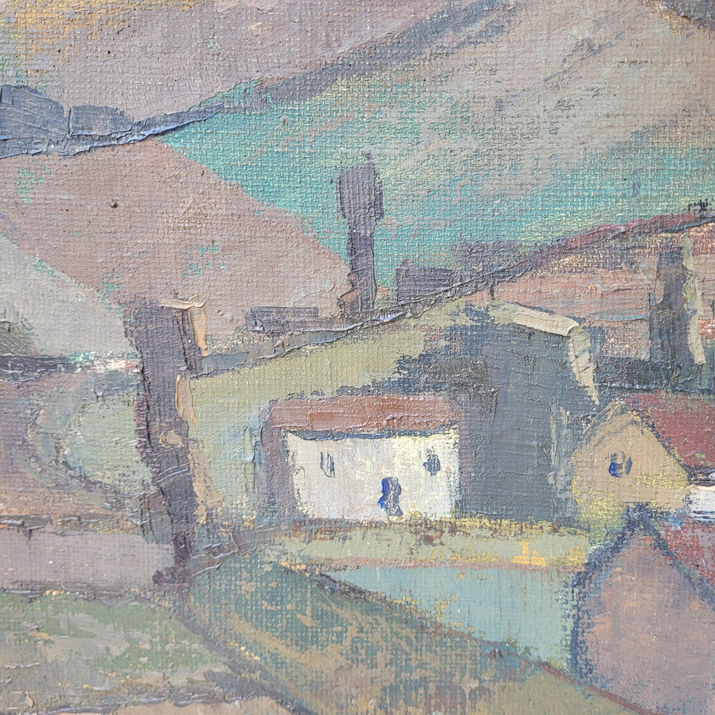 Óleo sobre lienzo ”Paisaje castellano” Gabino Gaona, década 1950 - Grupo Simancas, Valladolid