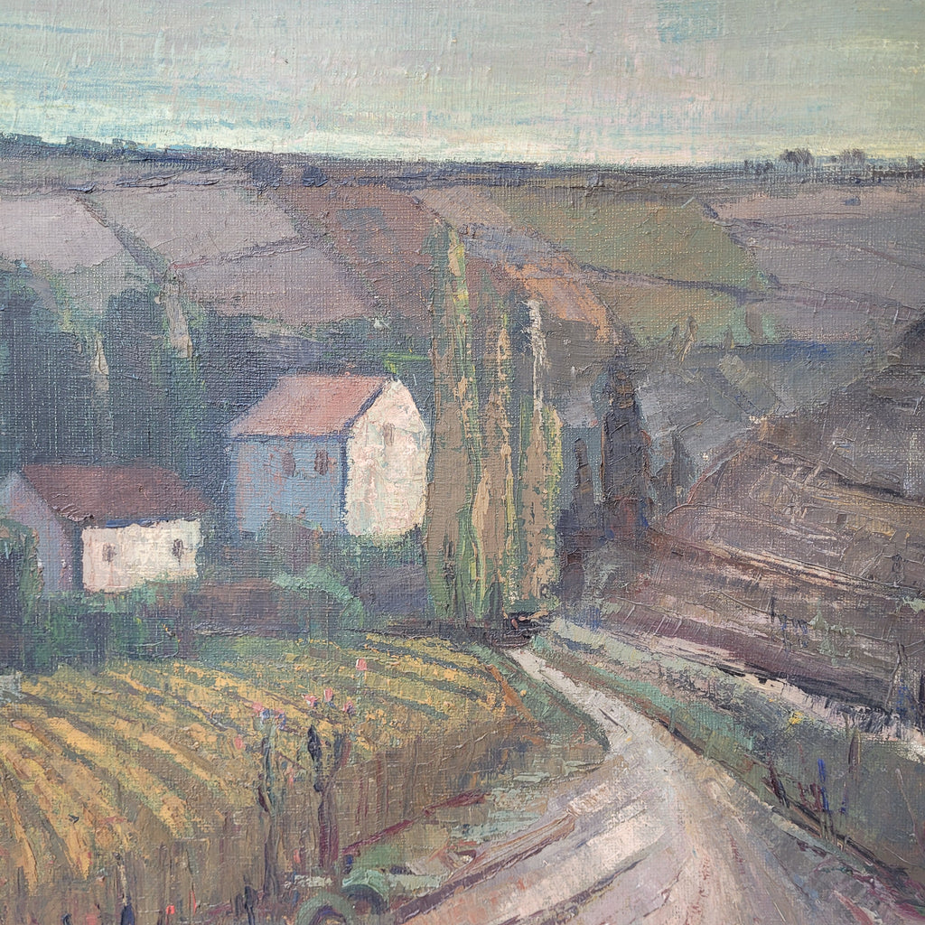 Óleo sobre lienzo ”Paisaje castellano” Gabino Gaona, década 1950 - Grupo Simancas, Valladolid