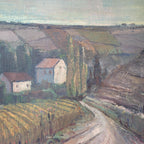 Óleo sobre lienzo ”Paisaje castellano” Gabino Gaona, década 1950 - Grupo Simancas, Valladolid