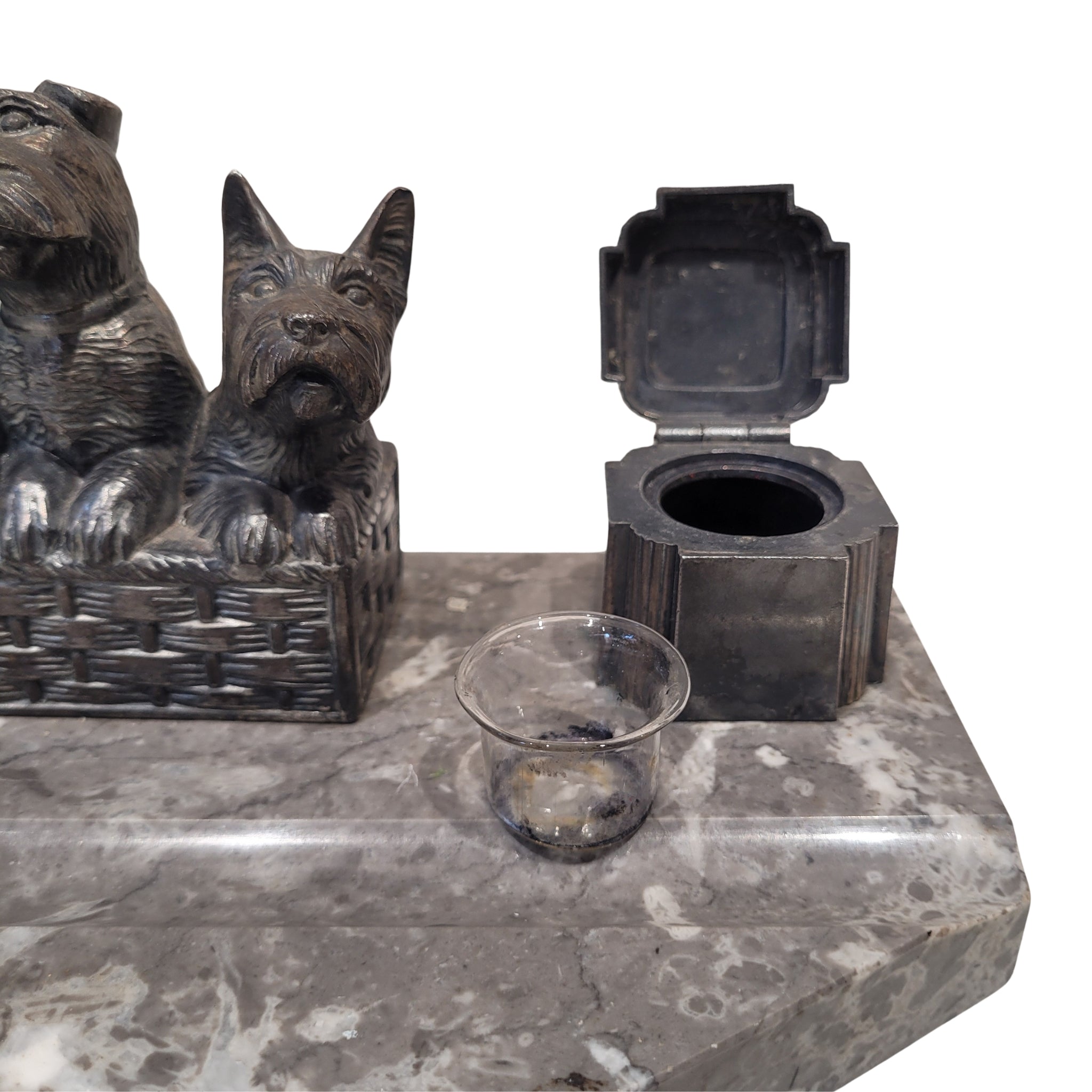 Tintero Art déco, Mármol y bronce, s. XX – Francia