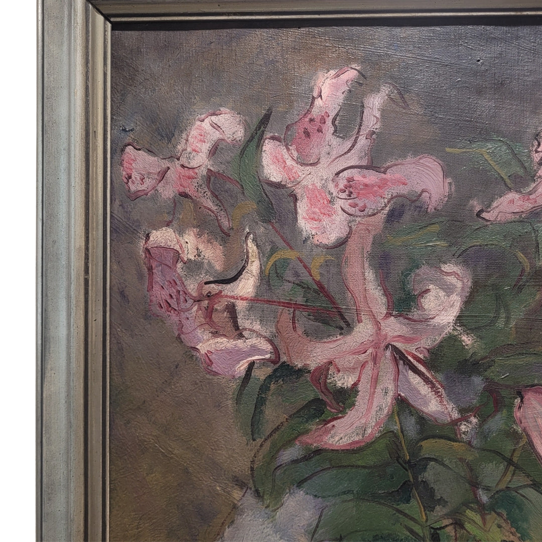 Óleo sobre lienzo "Bodegón de flores", Escuela Holandesa, s. XX – Países Bajos