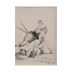 Dibujo a plumilla ”Toro / tauromaquia / torero” Fernández Román, 1986 - Firmado (Copia)