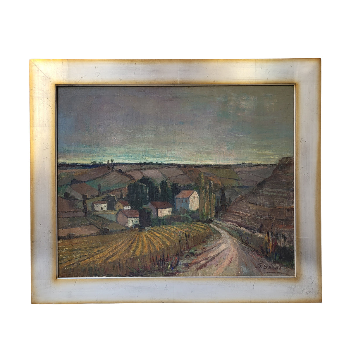 Óleo sobre lienzo ”Paisaje castellano” Gabino Gaona, década 1950 - Grupo Simancas, Valladolid