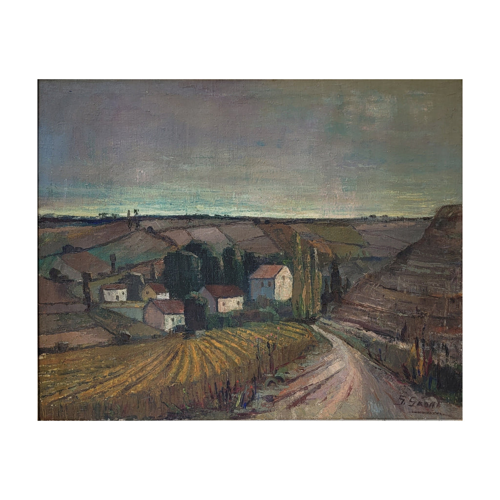 Óleo sobre lienzo ”Paisaje castellano” Gabino Gaona, década 1950 - Grupo Simancas, Valladolid