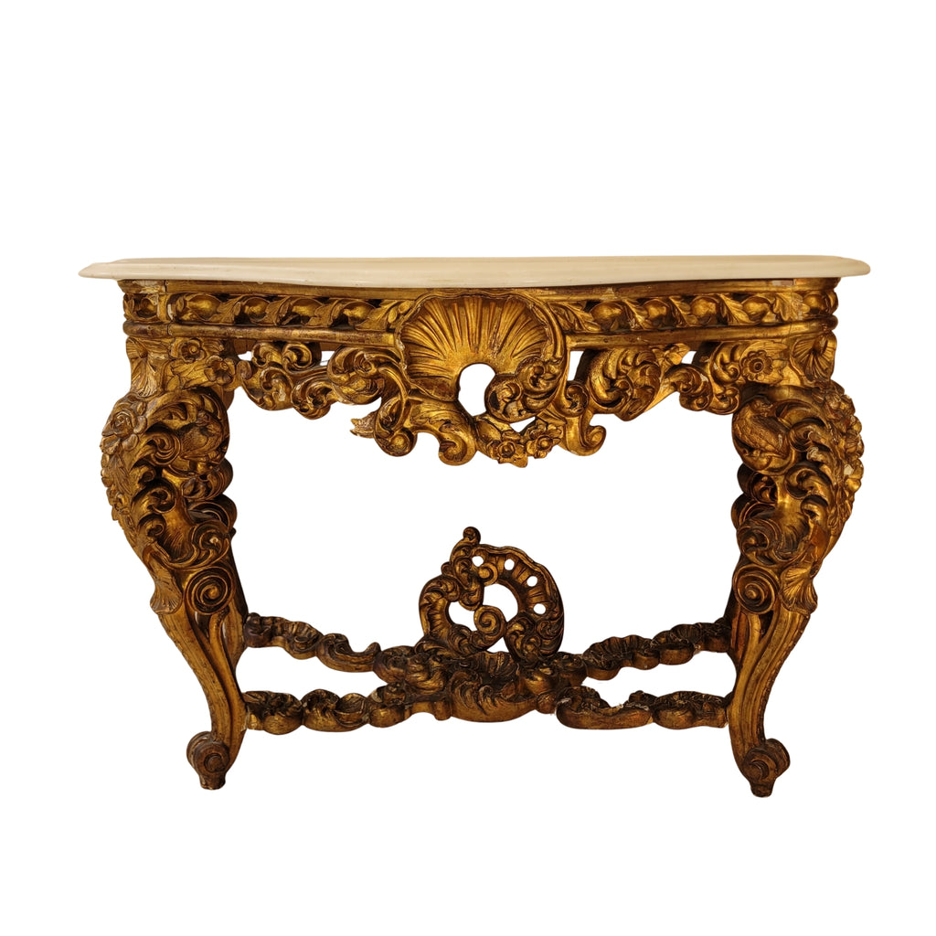 Consola isabelina, Madera tallada y mármol, ca. 1850-1915 – España