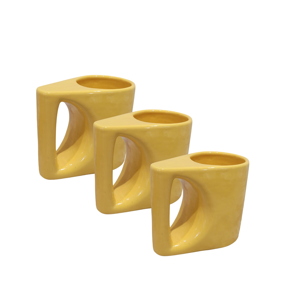 (3) Jarra / Jarrón cerámica amarilla, s. XXI – Francia